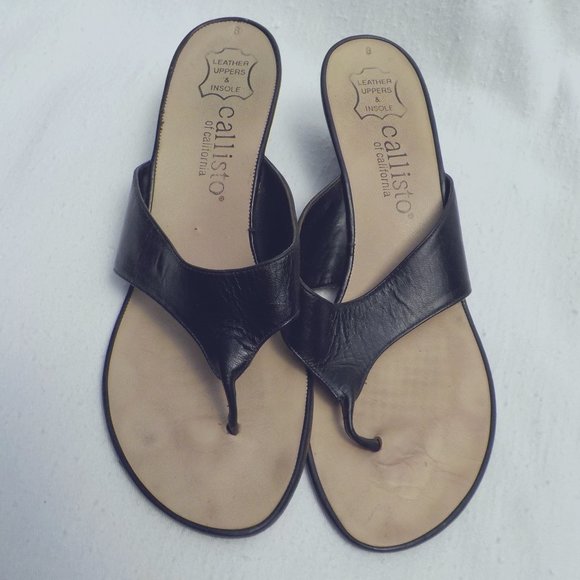 Lot of 4 Pair Vintage Callisto Leather Slip-on Wedge Sandals SZ 8 - Picture 8 of 14